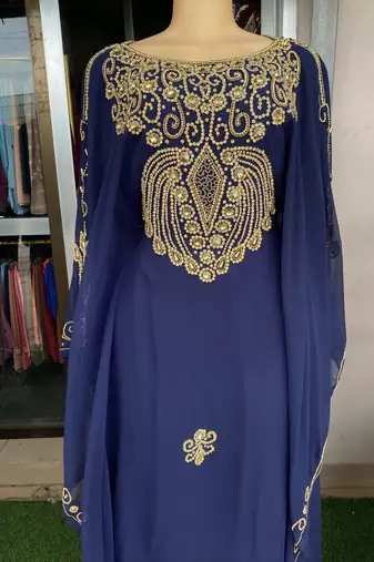 SALE New Navy-Blue Handcrafted Zari Stone work Stitched Kaftan Party Wedding Dresses 3183