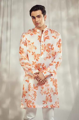 Burnt orange print kurta.