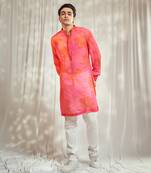Pink and red floral print kurta.
