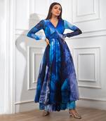 Blue printed anarkali set