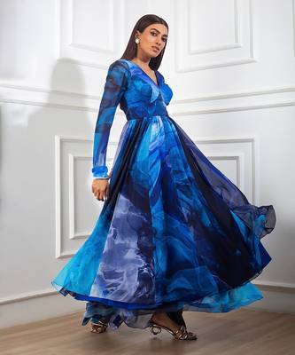 Blue printed anarkali set 2
