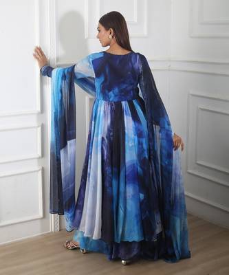Blue printed anarkali set 5