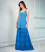 Teal blue sharara set