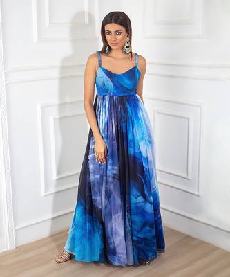 Printed strappy anarkali set 1