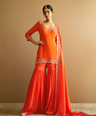 Orange sharara set 1