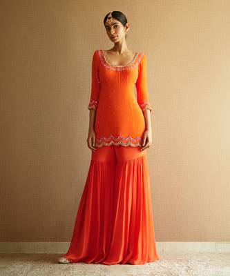 Orange sharara set 2
