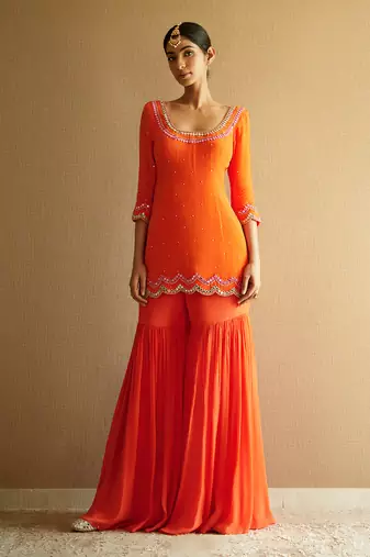 Orange sharara set