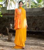 Yellow orange embroidered peplum kurti pant with dupatta
