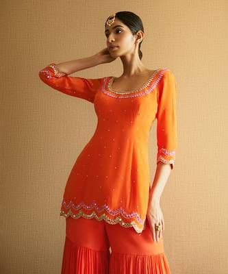 Orange sharara set 3