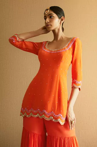 Orange sharara set