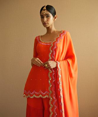 Orange sharara set 4