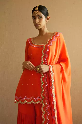 Orange sharara set