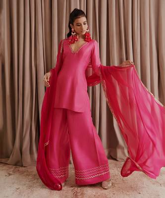 Hot pink kurti palazzo set 2