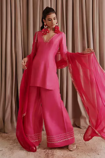 Hot pink kurti palazzo set