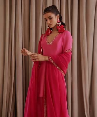 Hot pink kurti palazzo set 3