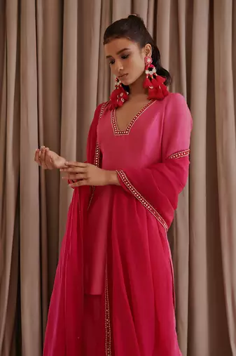 Hot pink kurti palazzo set