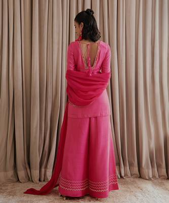 Hot pink kurti palazzo set 4