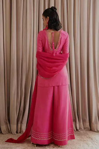 Hot pink kurti palazzo set