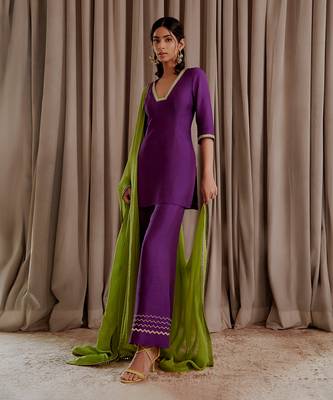 Purple kurti palazzo set 1