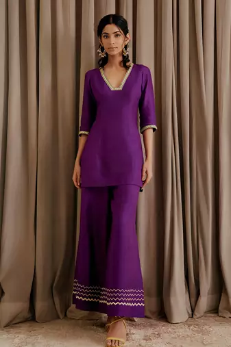 Purple kurti palazzo set