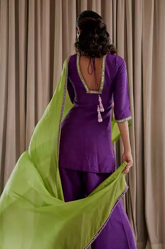 Purple kurti palazzo set