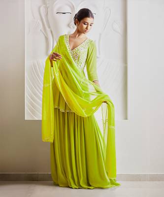 Parrot green kurti set 1