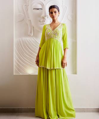 Parrot green kurti set 2