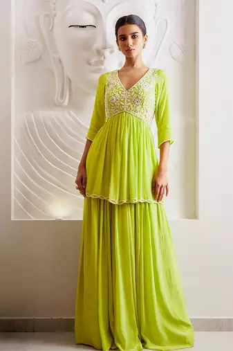 Parrot green kurti set