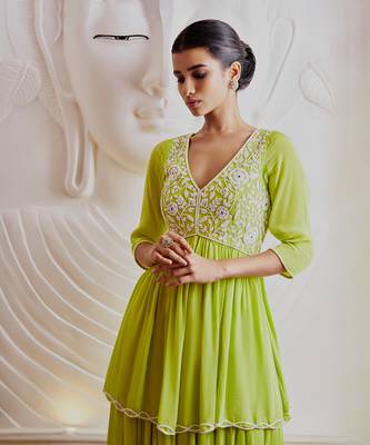Parrot green kurti set 4