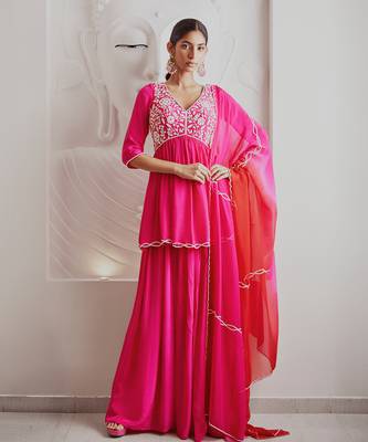 Fuchsia pink kurti set 1