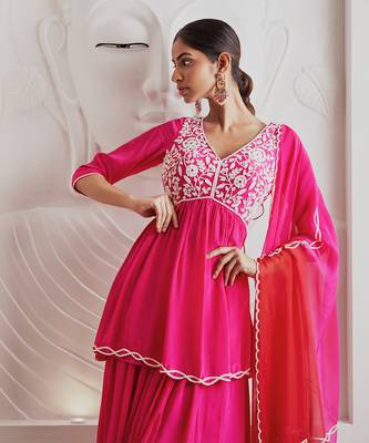 Fuchsia pink kurti set 2