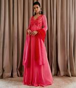 Bubblegum pink anarkali set