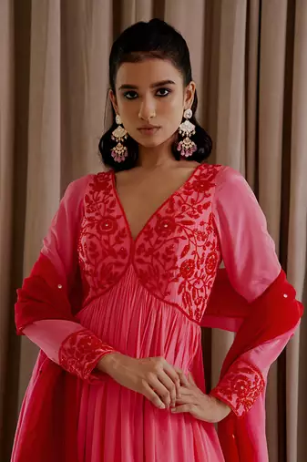 Bubblegum pink anarkali set