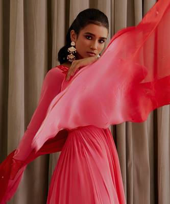 Bubblegum pink anarkali set 3