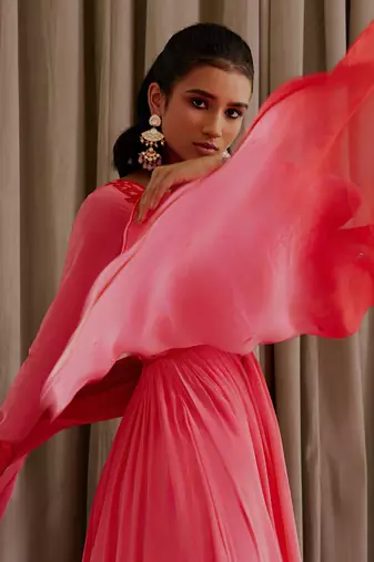 Bubblegum pink anarkali set