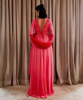 Bubblegum pink anarkali set 4