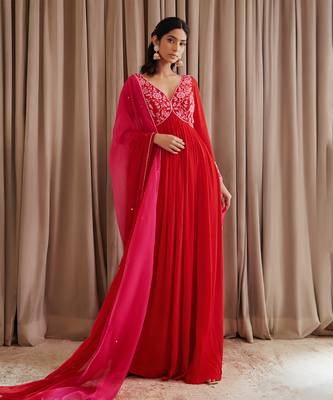 Hot red anarkali set 1