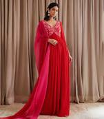 Hot red anarkali set