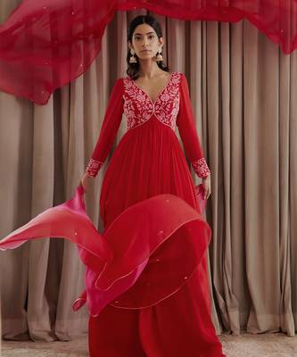 Hot red anarkali set 2
