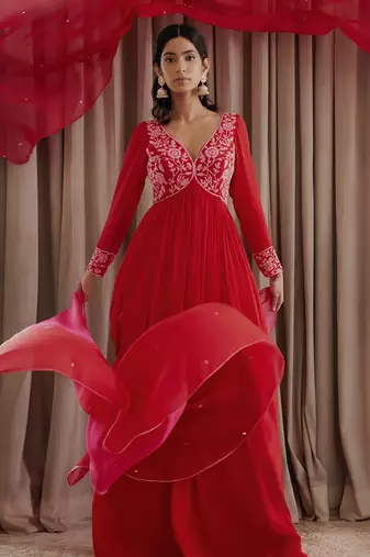 Hot red anarkali set