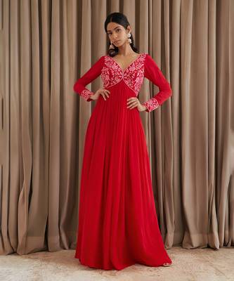 Hot red anarkali set 3