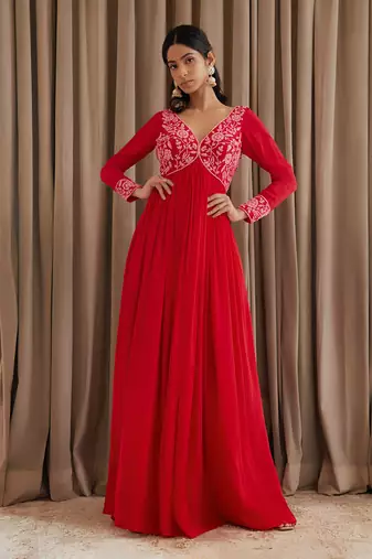 Hot red anarkali set