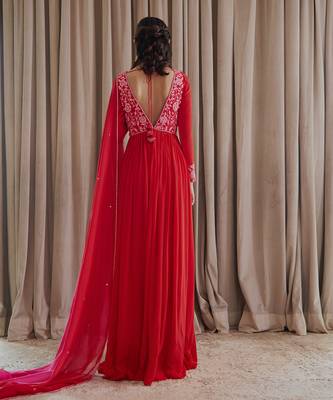 Hot red anarkali set 4