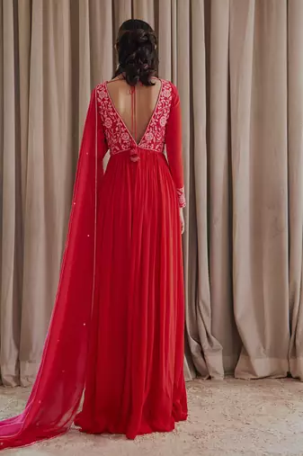 Hot red anarkali set