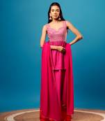 Pink-orange ombre criss-cross peplum set