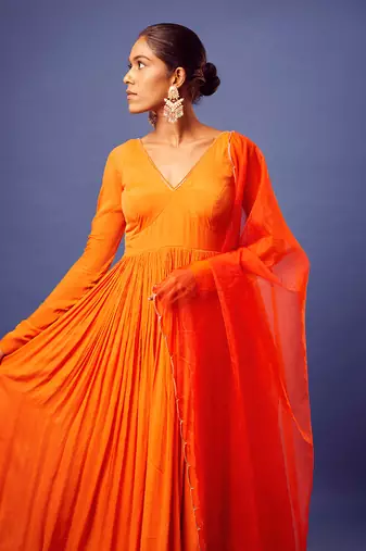 Orange anarkali set

embroidery- cutdana