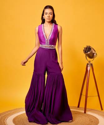 Purple mirror-work sharara set 2