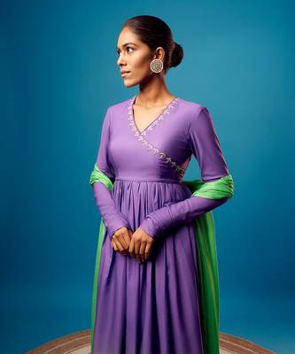 Purple-green ombre angrakha anarkali set 2