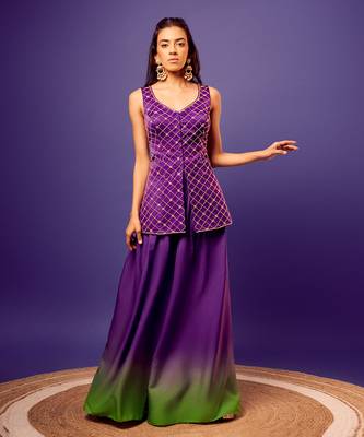 Purple-green ombre checks set 1