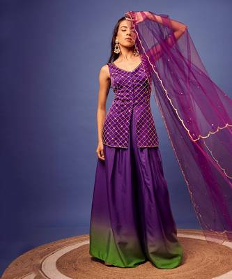 Purple-green ombre checks set 2